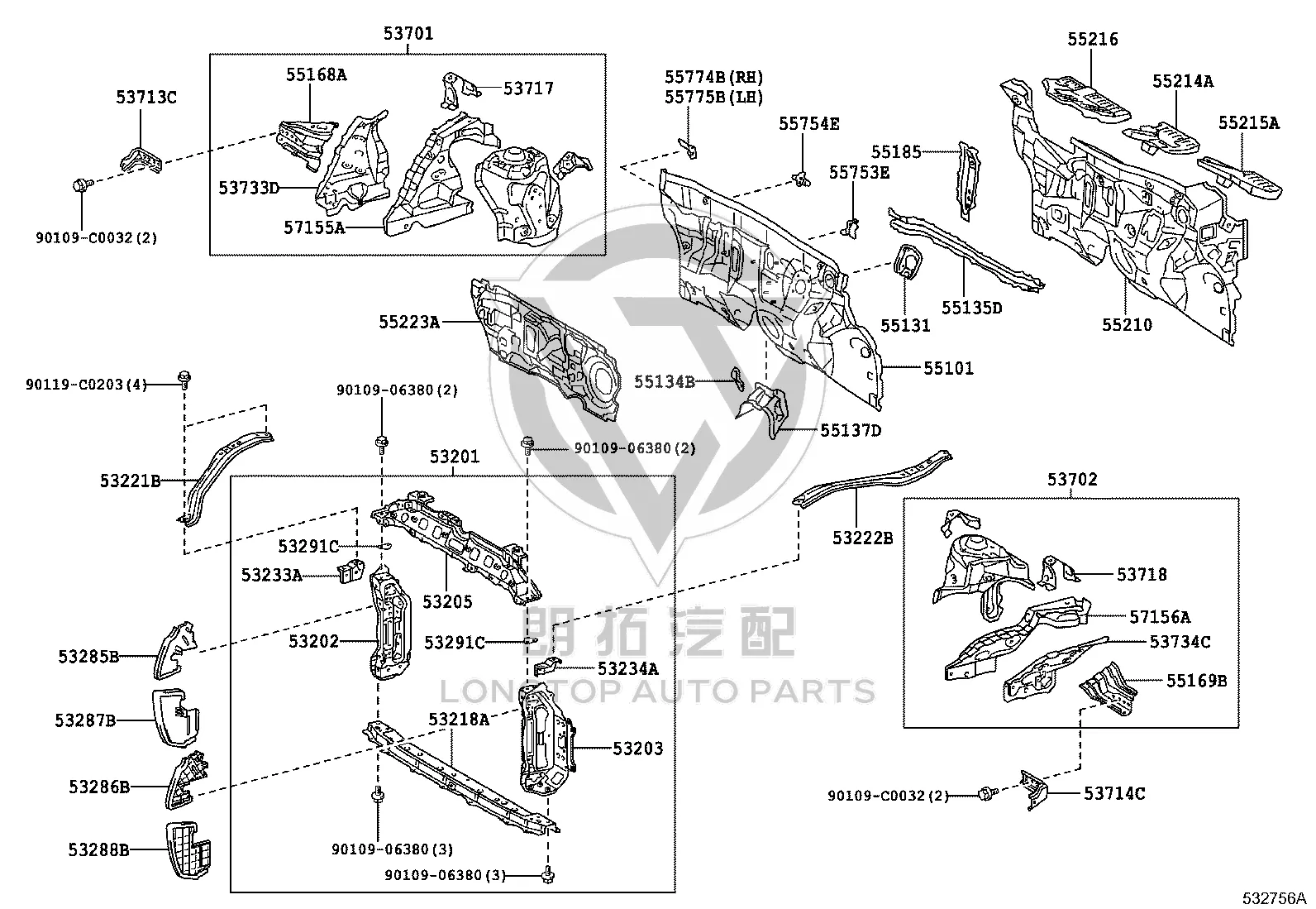 Lower Left Radiator Side Deflector 53288-0D060 for Toyota Vios