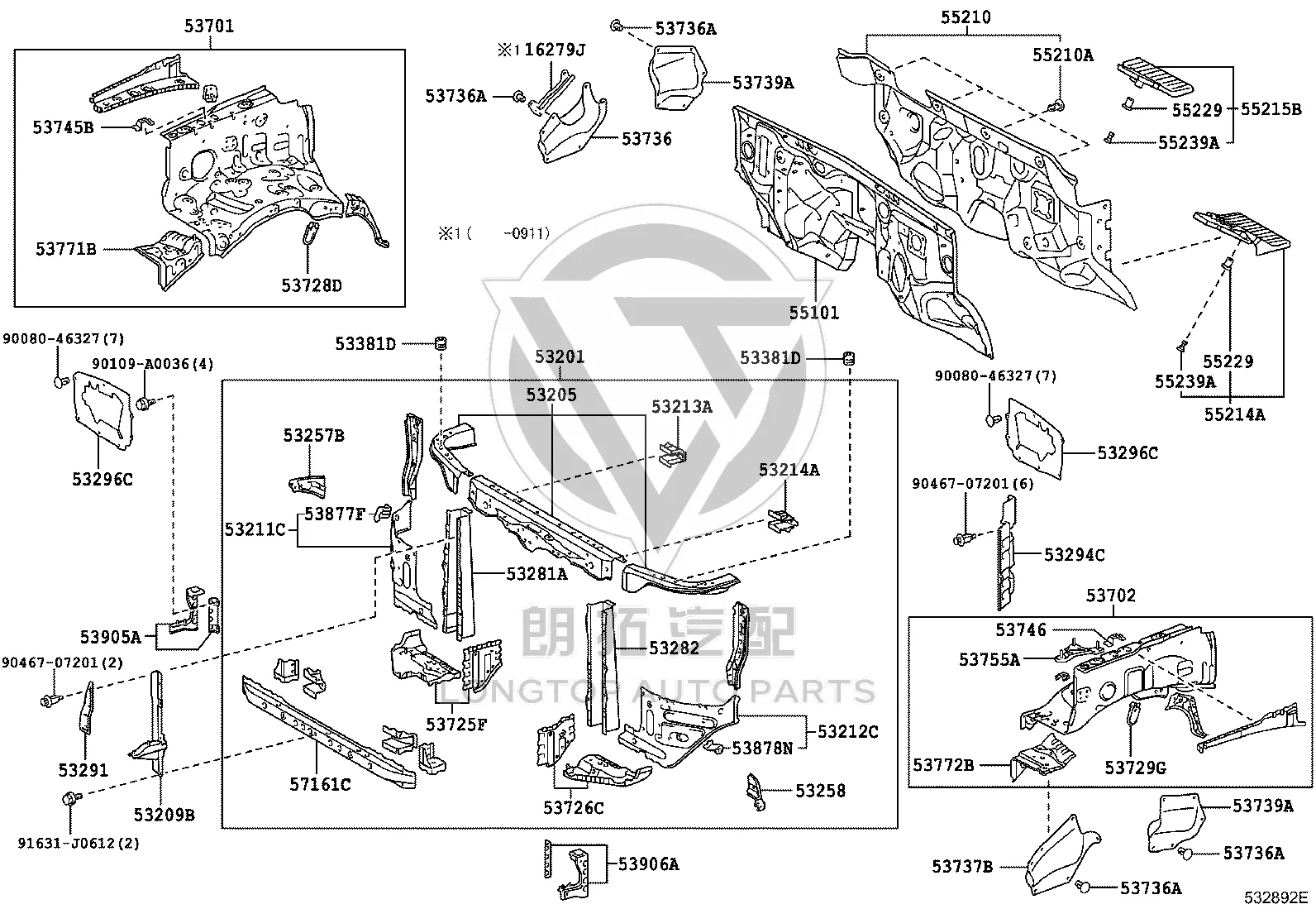 Radiator Side Air Guide Left 53294-0C020 for Toyota Sequoia