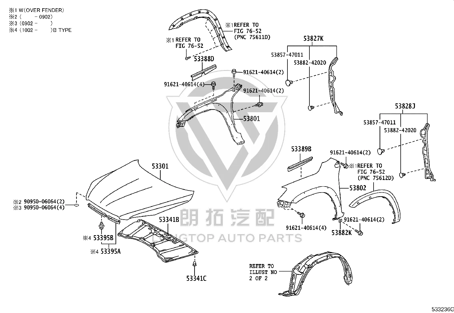 Front Hood 53301-42100 for Toyota RAV4