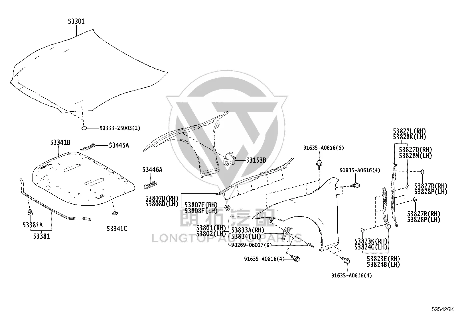 Hood 53301-50120 for Lexus LS