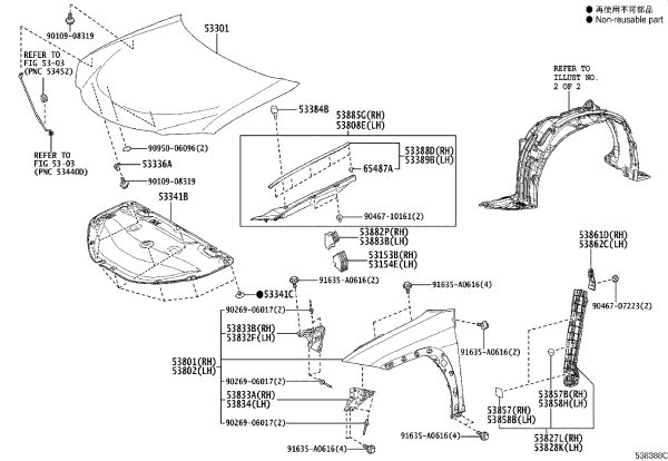 Front Fender Right 53801-76030 for Lexus UX
