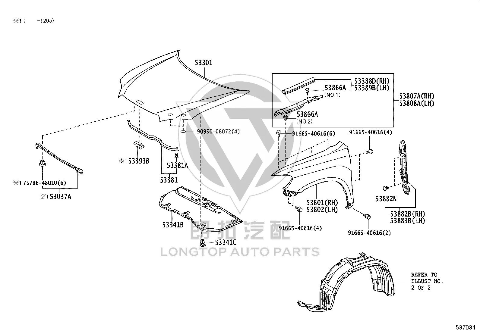 Front Hood 53301-0E100 for Toyota Highlander