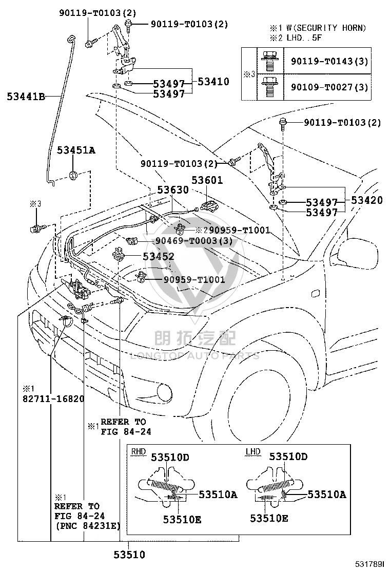 Front Hood Hinge Right 53410-0K100 for Toyota Fortuner