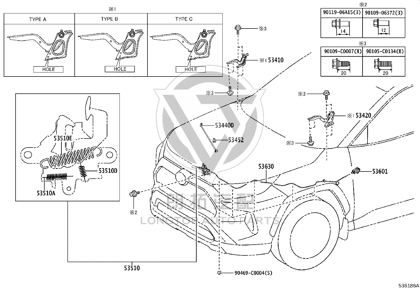 Front Hood Hinge Left 53420-0R140 for Toyota RAV4