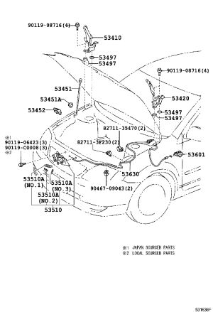 Front Engine Hood Hinge (Left) 53420-12330 for Toyota Corolla