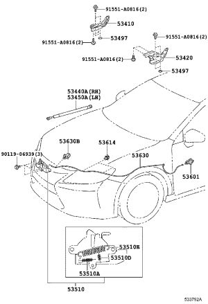 Hood Latch 53510-33400 for Lexus ES