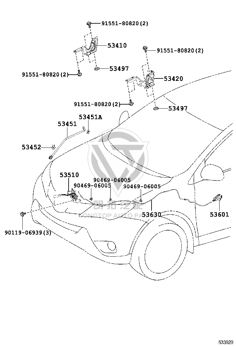 Front Hood Hinge Right 53410-42120 for Toyota RAV4
