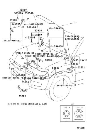 Front Hood Lock Mechanism 53510-60171 for Toyota 4RUNNER