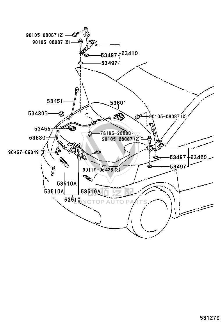Front Hood Hinge Left 53420-58010 for Toyota ALPHARD