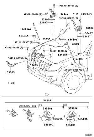 Front Hood Lock 53510-60370 for Toyota Land Cruiser Prado