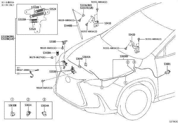 Front Hood Hinge Left 53420-78050 for Lexus NX Series