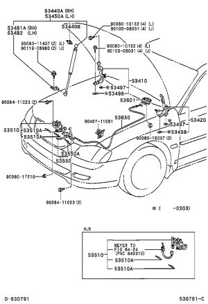 Front Hood Hinge (Right) 53410-AC020 for Toyota Avalon