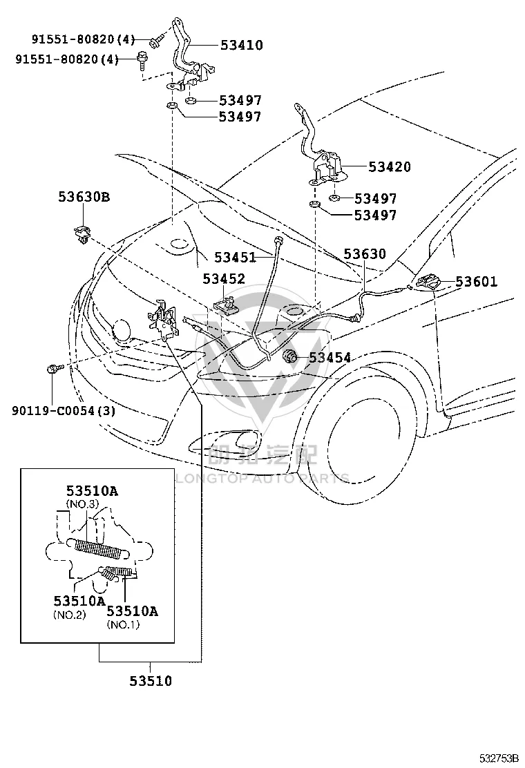 Front Engine Hood Hinge Left 53420-0D170 for Toyota Vios