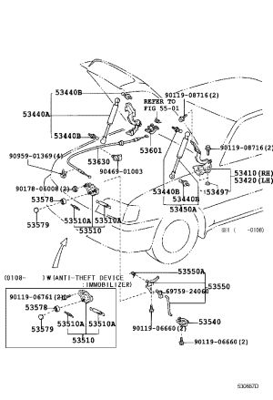 Hood Lock Assembly 53540-30020 for Toyota Crown