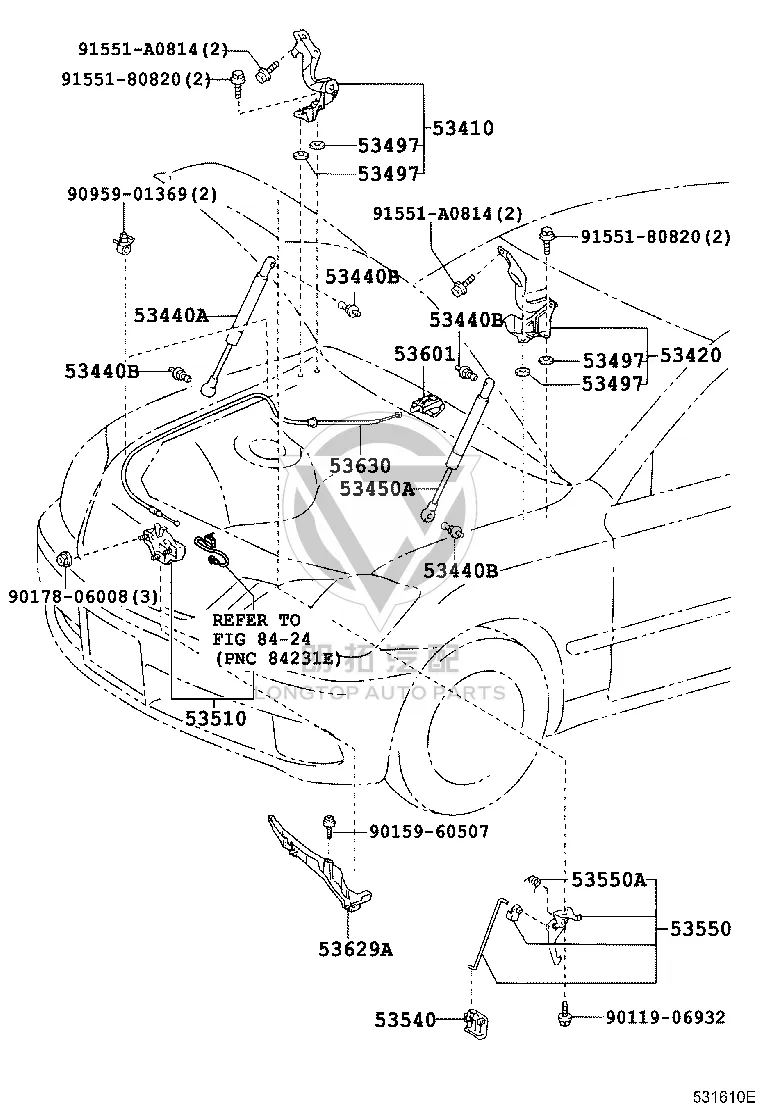 Auxiliary Buckle Rod Assembly 53540-30030 for Toyota Crown