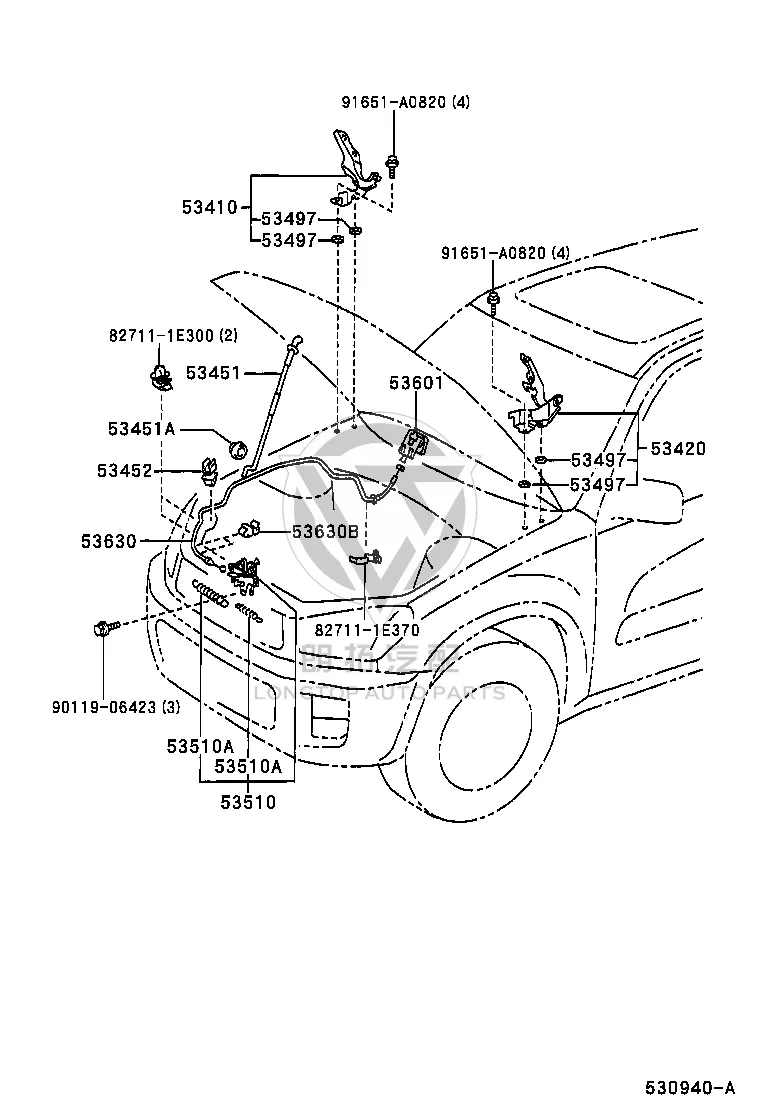 Front Hood Pull Line 53630-42060 for Toyota RAV4
