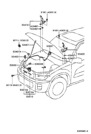 Front Hood Pull Line 53630-42060 for Toyota RAV4