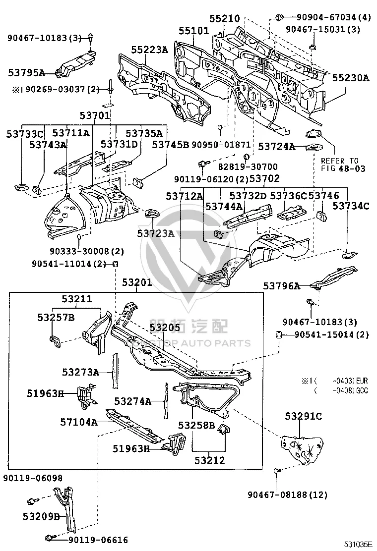 Left Front Fender Mudguard 53712-24050 for Lexus SC430
