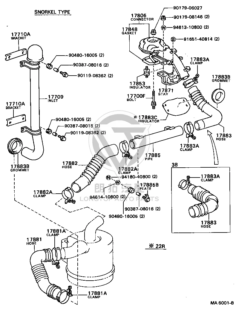2# Air Cleaner Inlet Bracket 53773-90B00 for Toyota Coaster