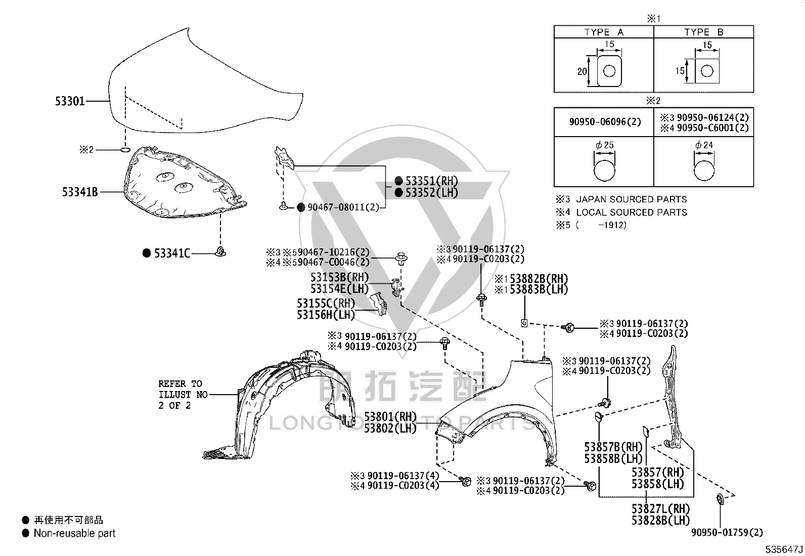 Front Fender Right 53801-F4040 for Toyota IZOA