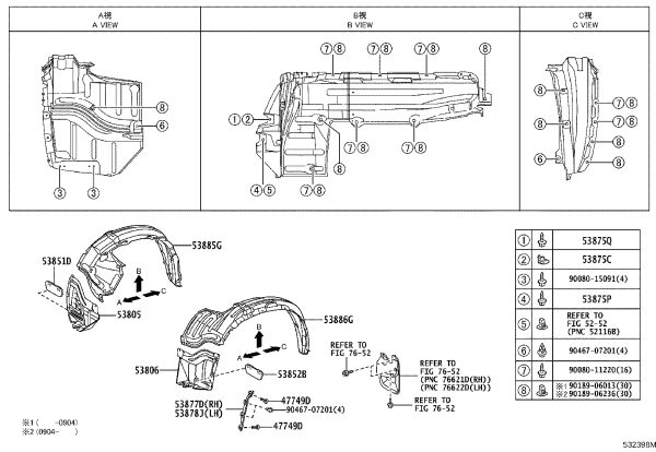 Front Fender Inner Liner Guard 53805-0C040 for Toyota Tundra