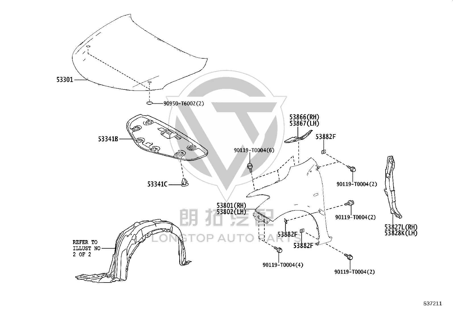 Front Fender Right 53811-K0010 for Toyota Yaris