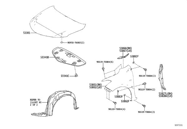 Front Fender Right 53811-K0010 for Toyota Yaris