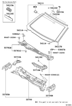 Front Windshield Molding 56117-30340 for Lexus GS