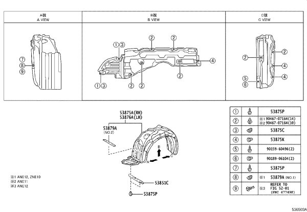 Snap Fastener 53879-44010 for Toyota CORONA
