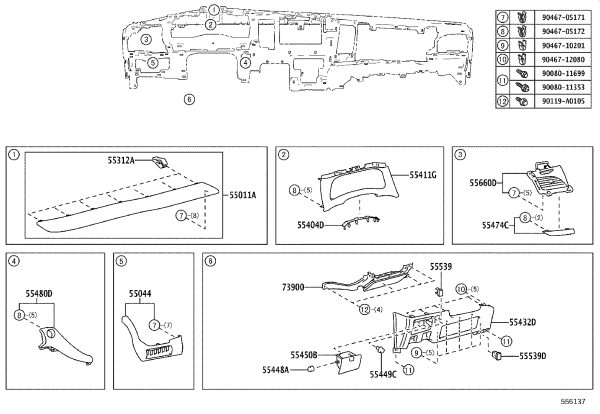 Driver Knee Protector Airbag 73900-08010B1 for Toyota Sienna