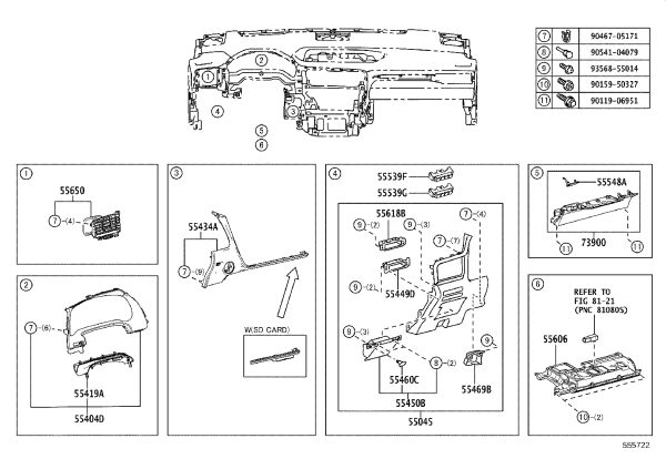 Instrument Panel Vent Left 55650-48100 for Lexus RX