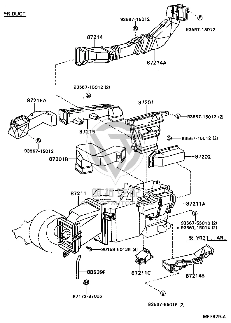 No.2 air duct sub-assembly 55076-28010 for Toyota MODEL-F