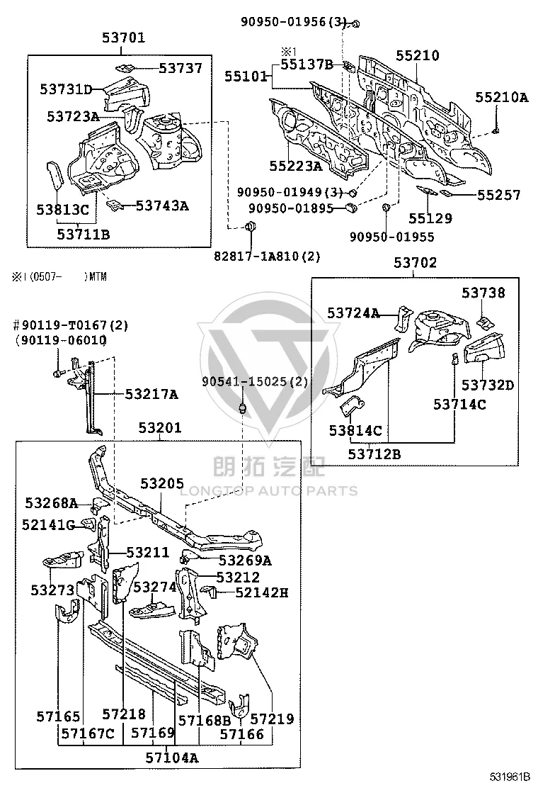 Roof Left Support 55137-12010 for Toyota Corolla