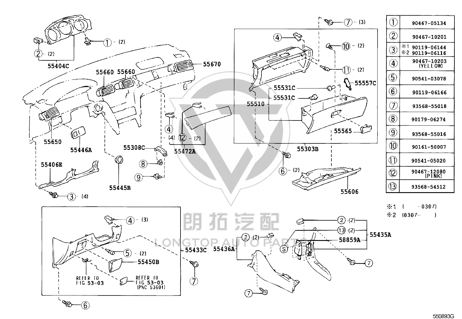 Lower Left Dashboard Trim Panel 55302-33110A1 for Lexus ES300