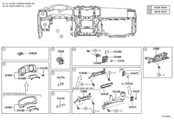Front Section of Center Console 55432-60430 for Toyota Land Cruiser