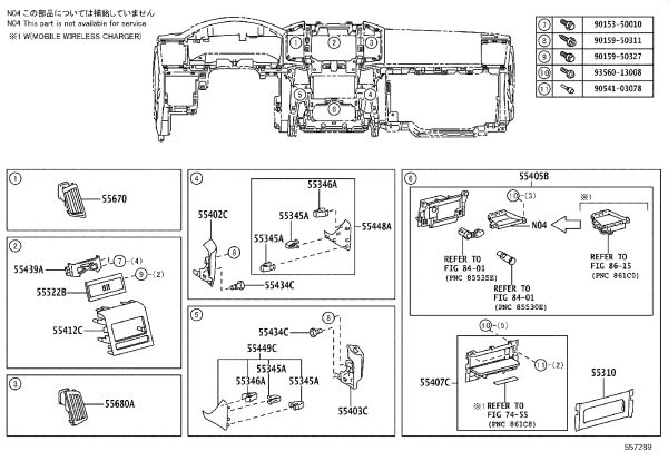 Central instrument cluster trim panel sub-assembly 55405-60420 for Toyota Land Cruiser