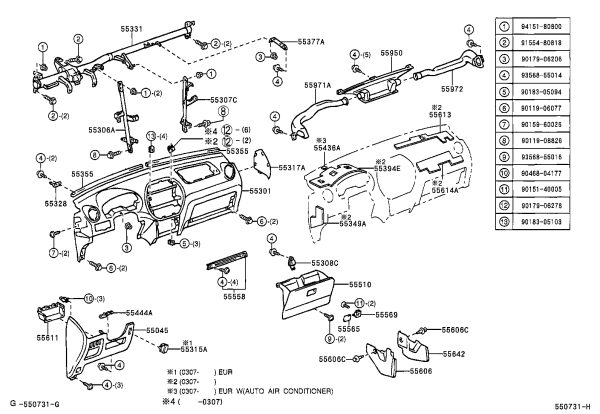 Instrument panel spacer #1 55315-42010 for Toyota RAV4