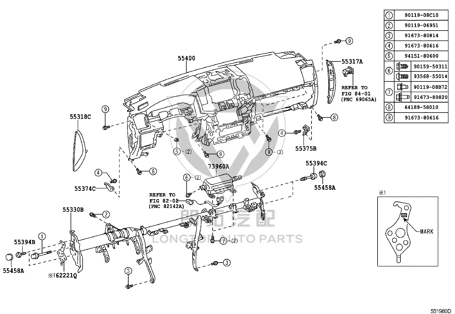 Bolt 90119-08B72 for Toyota 4RUNNER