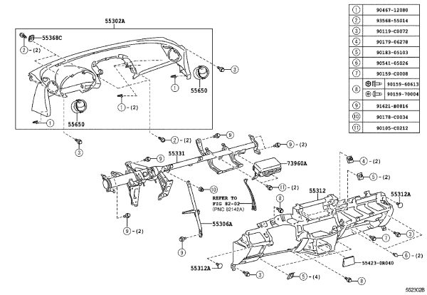 Instrument mounting bracket 55368-42010 for Toyota RAV4
