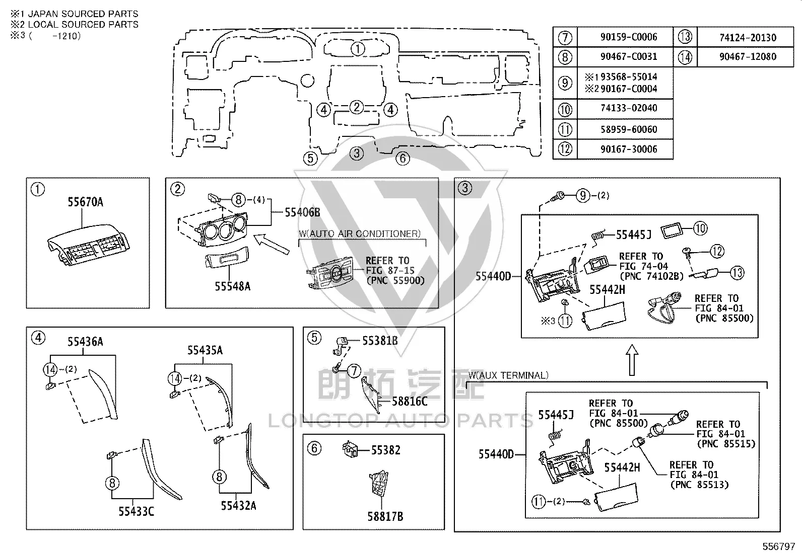 Instrument Panel Trim Panel 55436-02330 for Toyota Corolla