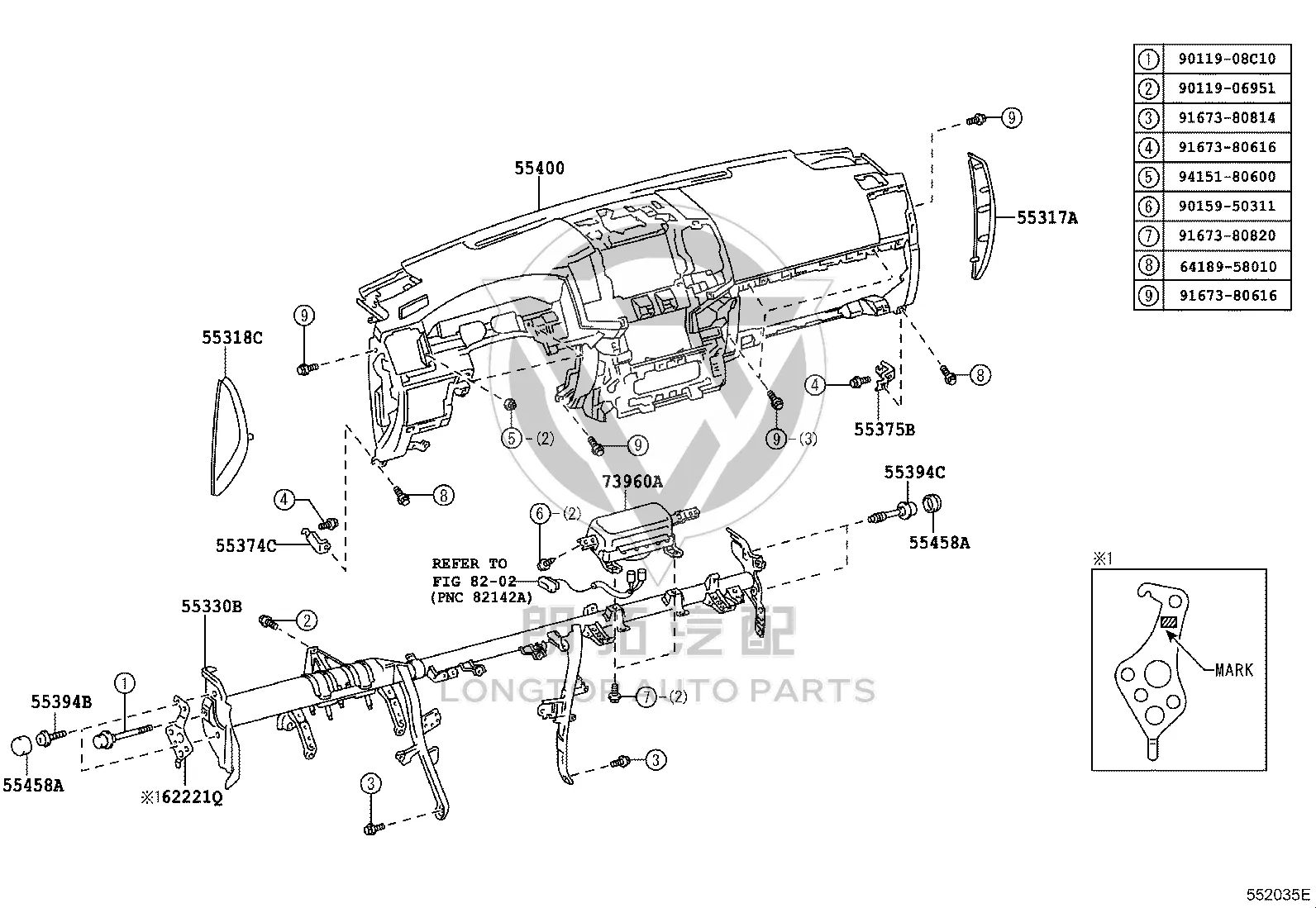 Dashboard Housing 55400-60031 for Toyota Land Cruiser
