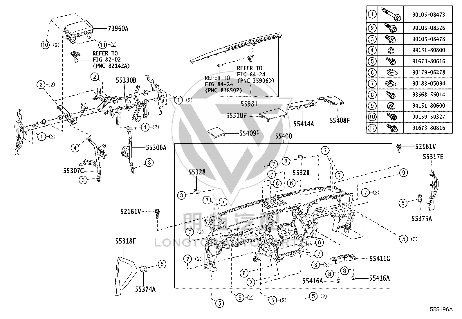 Dashboard Housing 55400-60130C1 for Lexus LX