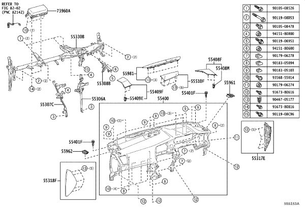 Dashboard Housing 55400-78010C2 for Lexus NX Series