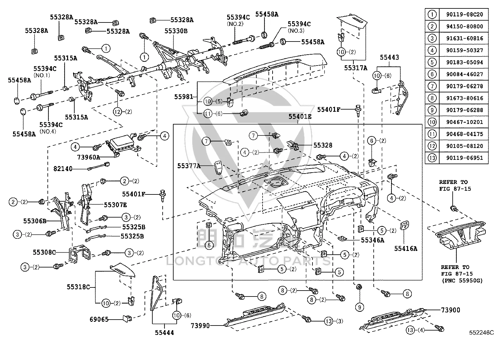 Cockpit Airbag 73960-48060 for Lexus RX270