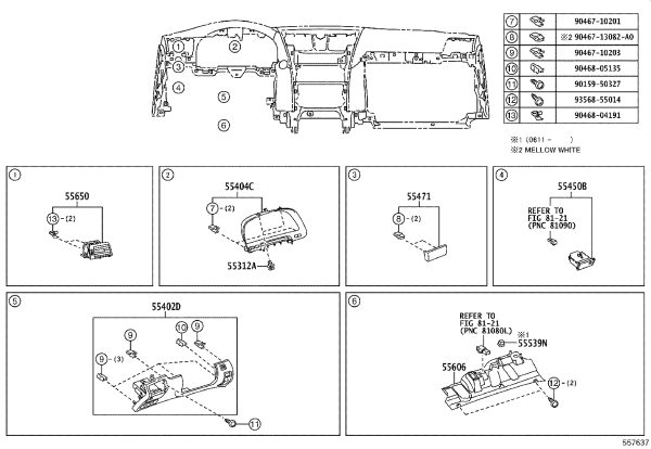 Instrument Panel Vent 55650-50100 for Lexus LS460