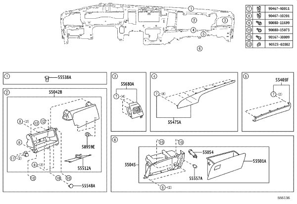Instrument Panel Trim Panel Sub-Assembly 55403-08020 for Toyota Sienna