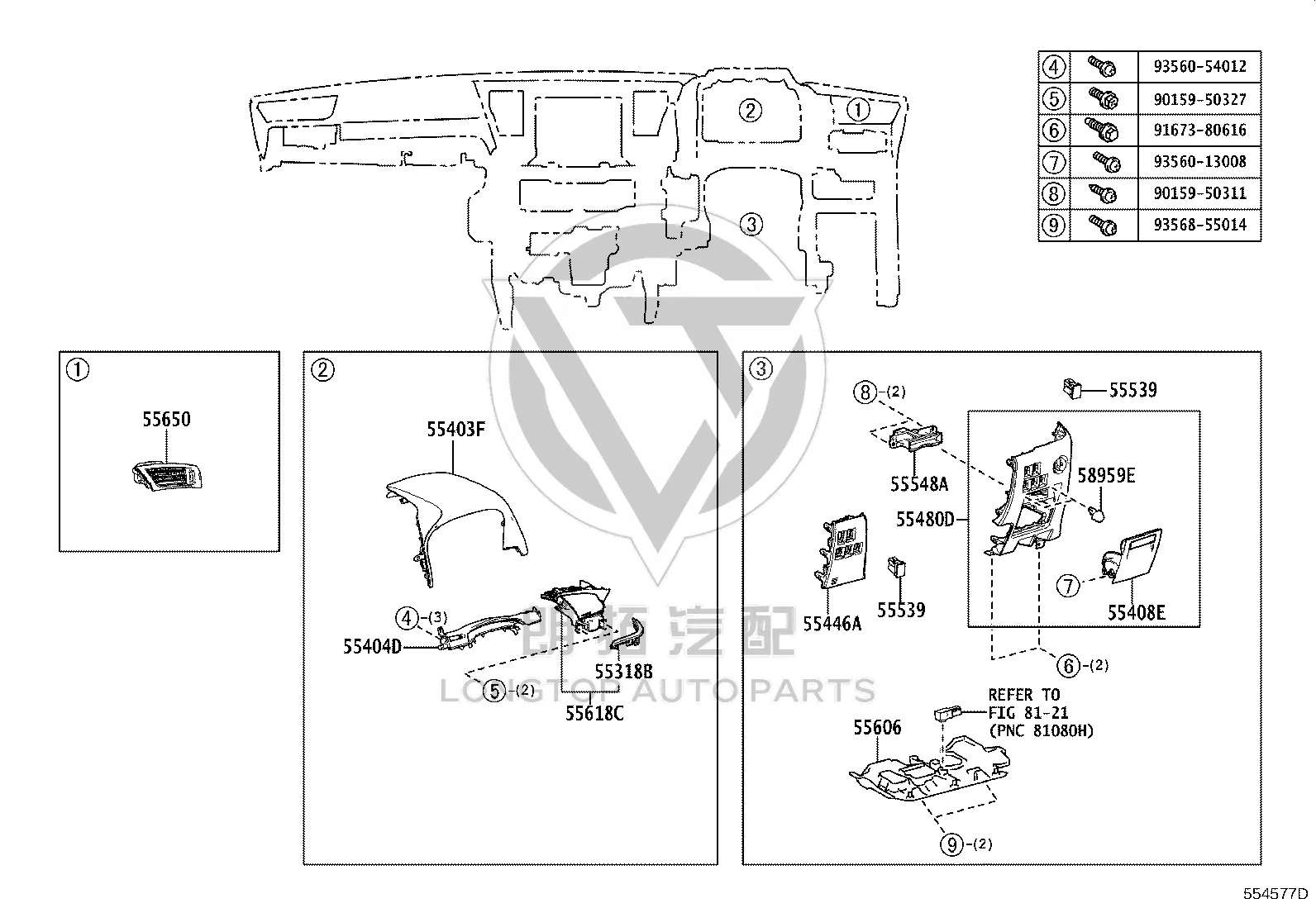 Instrument Panel Tea Cup Holder 55618-58300 for Lexus LM350