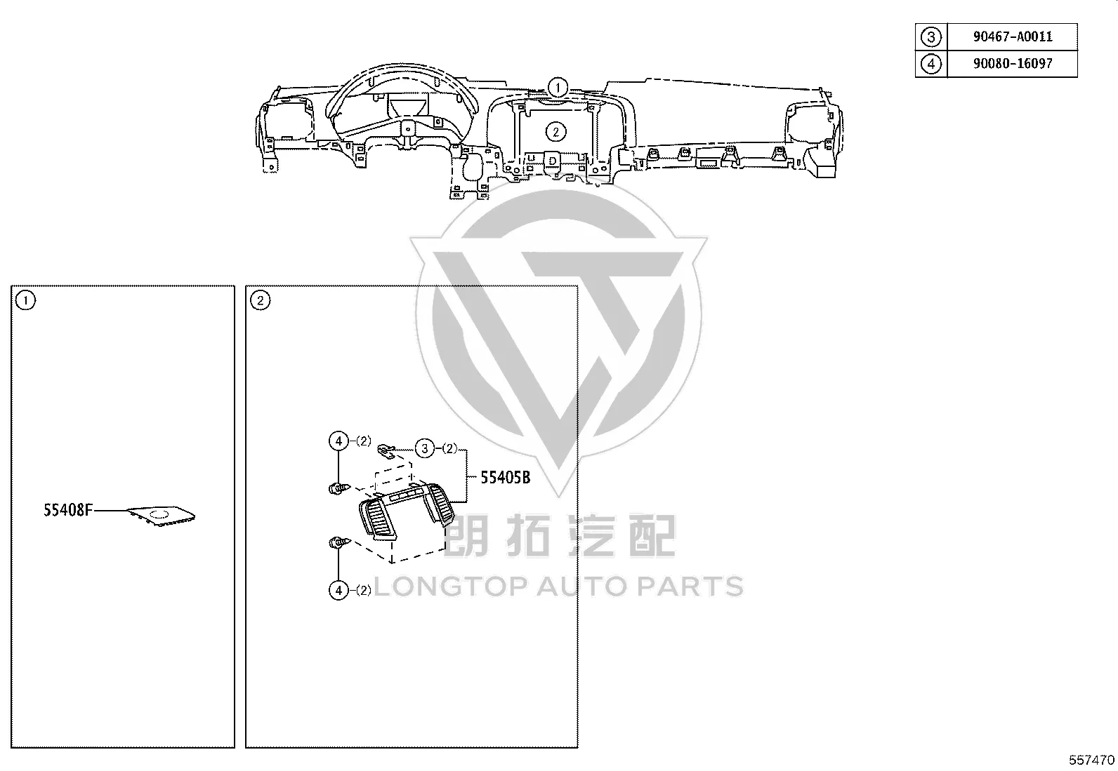 Center Instrument Cluster Finish Panel 55405-0T050 for Toyota Venza