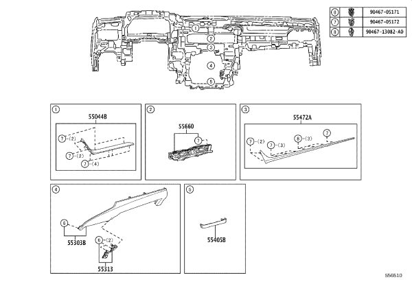 Dashboard Center Air Vent 55660-33340 for Lexus ES350