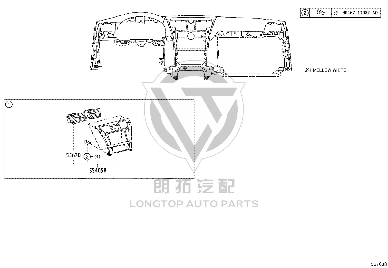 Dashboard Center Air Vent 55405-50110 for Lexus LS460
